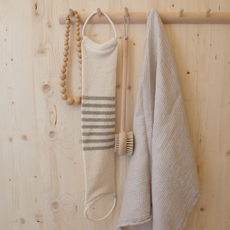 Massage strap in organic linen and cotton