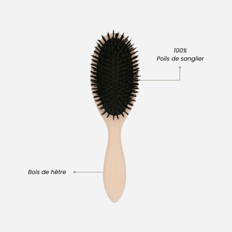 Brosse à cheveux en poils de sanglier